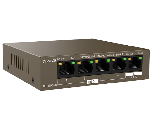 Tenda TEG1105PD 4-porty PoE Gigabit Ethernet PD-30W - 1375632 - zdjęcie
